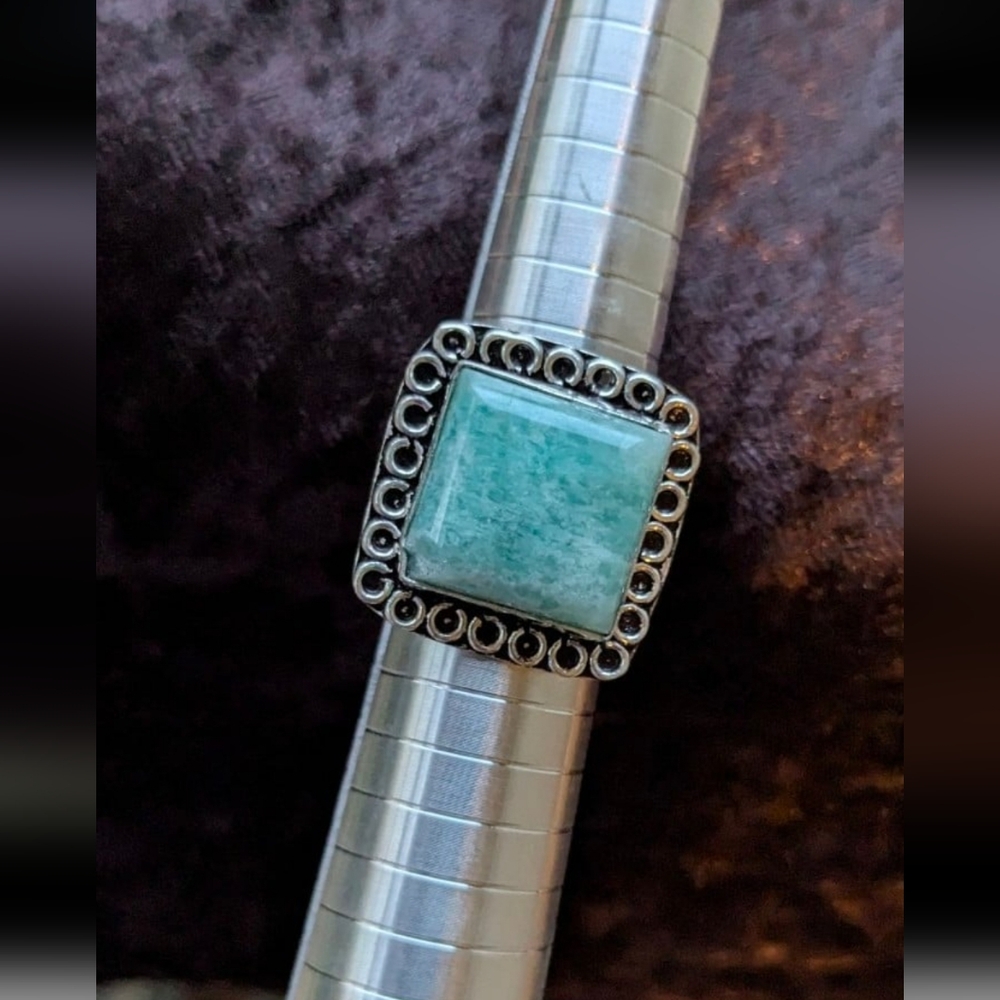Handcrafted Square Amazonite Ring (8) - Picture 4 of 12